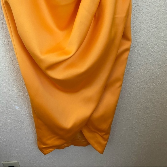 House of CB Bianca Tangerine Satin Pleated Corset Midi Dress orange size XS NWOT - Picture 7 of 15